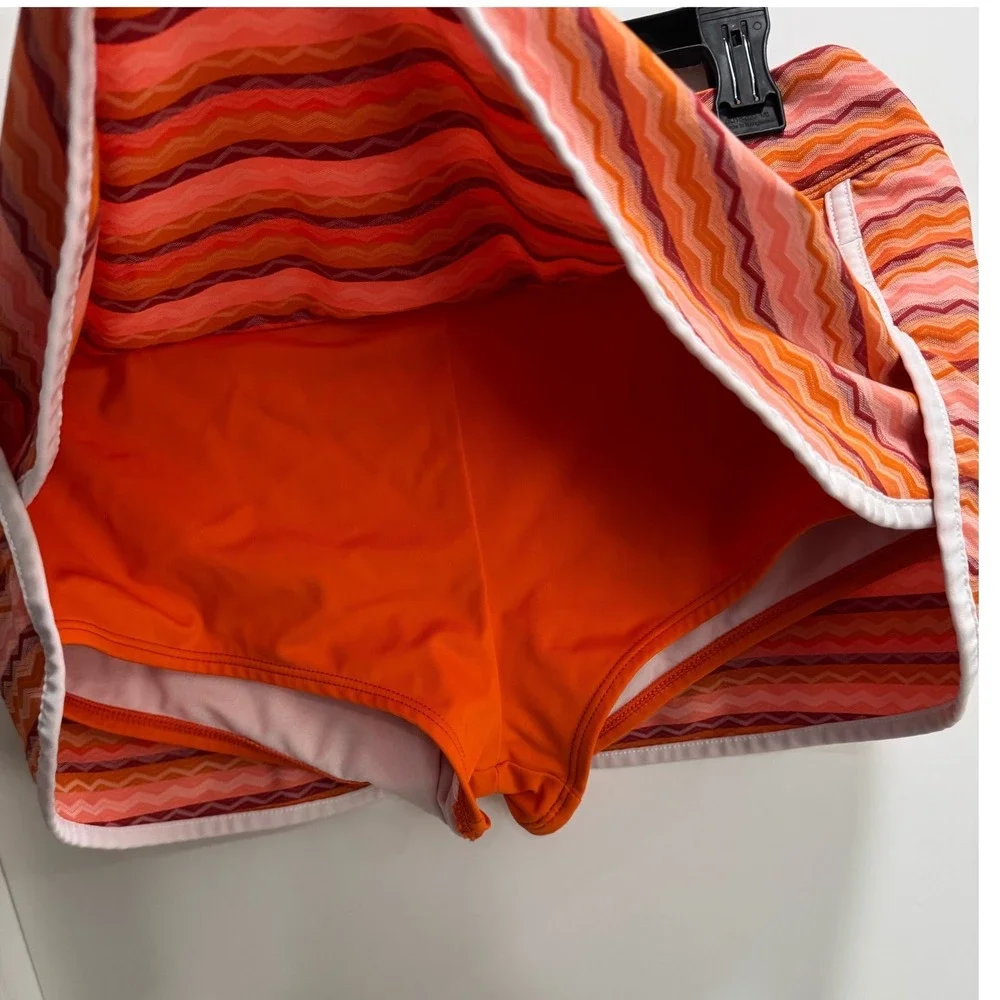 Athleta Orange Pink Chevron‎ Zig Zag Athletic Skort Size L 983821